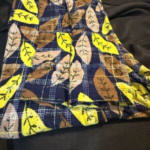 LuLaRoe Leaf Patterned Leggings - Blue, Yellow, Brown